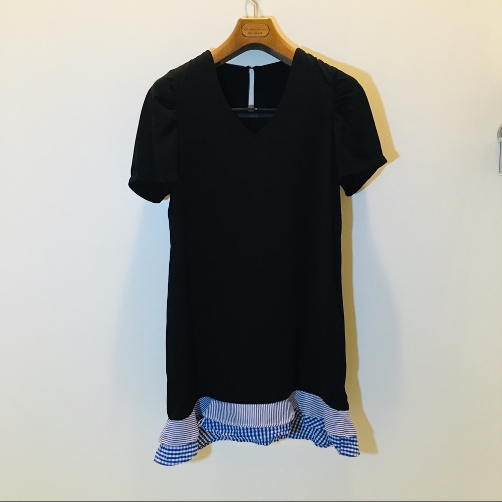 Black v-neck ruffle dress
